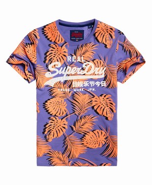 Superdry Vintage Logo All Over Print Mid Férfi Pólók Korall/Lila | YOMPR6091